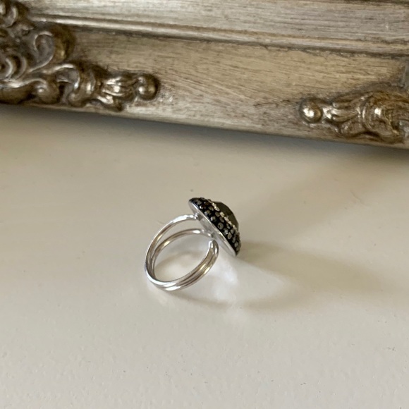 Gun Metal Pave Crystal Ring - Picture 2 of 3